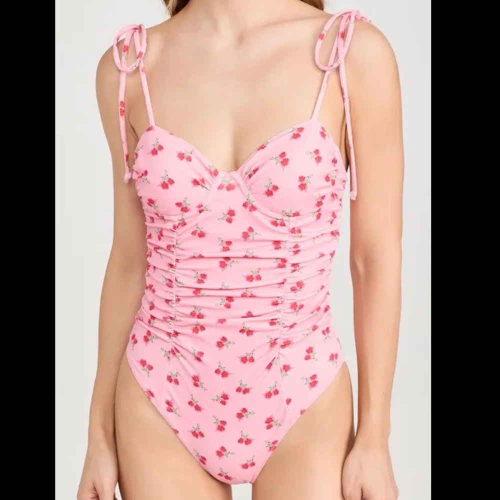 LoveShackFancy Cherry Pink Floral One-Piece